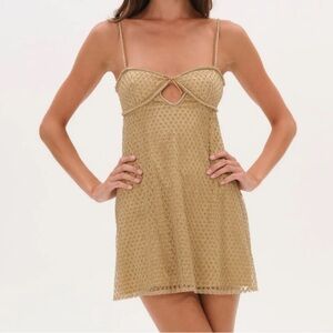 For Love and Lemons Gold Glitter Dress